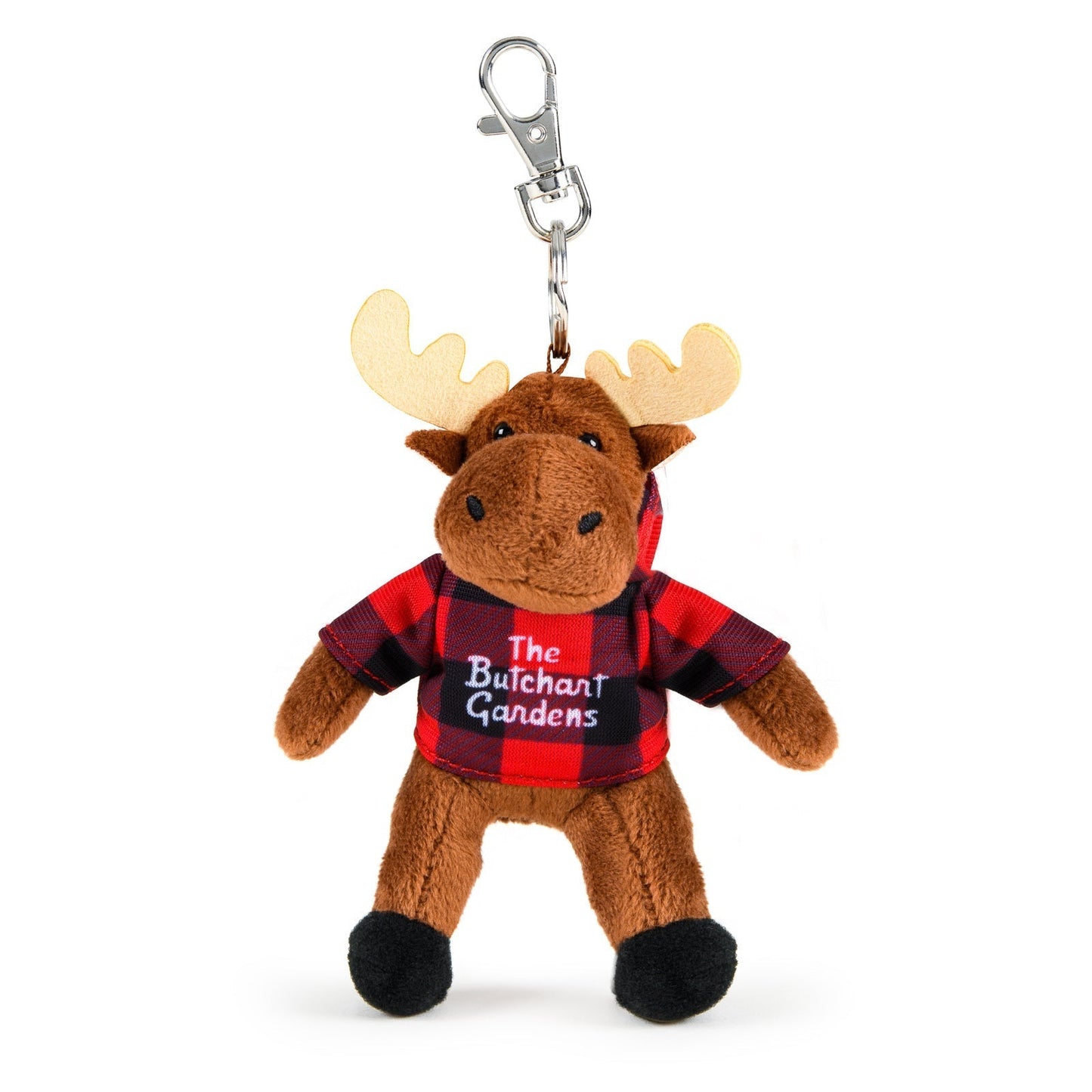 KEYRING BUTCHART GARDENS PLUSH PLAID MOOSE